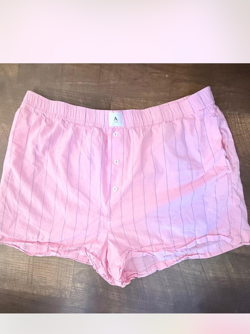 Anthropologie Pink Striped Button-Front Lounge Shorts